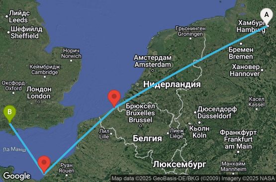 Маршрут на круиз 4 дни Германия, Белгия, Франция, Великобритания - UXG4