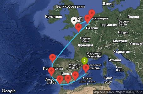 Маршрут на круиз EUROPE - FRANCE & IBERIA (SOU/BCN) - SKYE11CNNSOUBCN