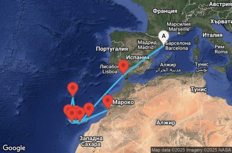 Маршрут на круиз 14 дни Испания, Мароко, Португалия - BCN14A4I