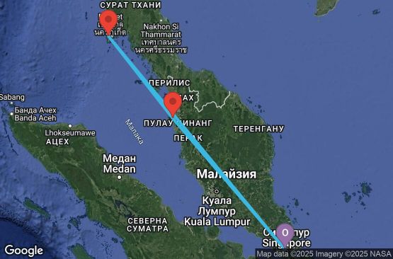 Маршрут на круиз 4 дни Сингапур, Малайзия, Тайланд - 04I848
