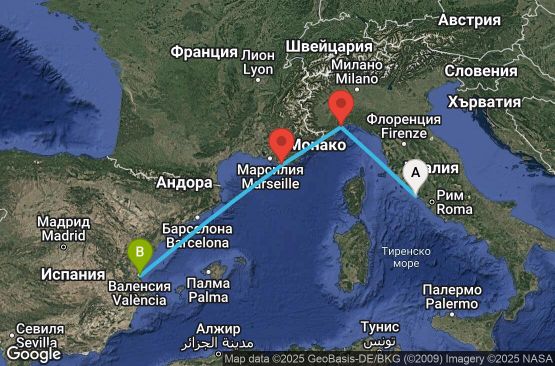 Маршрут на круиз Italy, Spain - CIV03A1A
