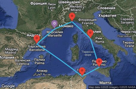 Маршрут на круиз France, Spain, Italy - MRS07A71