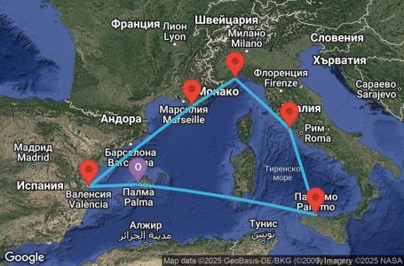 Маршрут на круиз Balearic Islands, Italy, Spain - PMI07A47