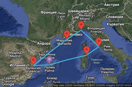 Маршрут на круиз Balearic Islands, Italy, Spain - PMI07A45