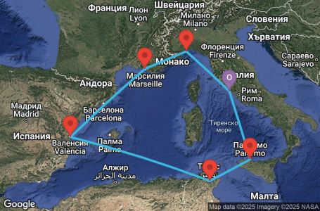 Маршрут на круиз Italy, France, Spain - CIV07A6R