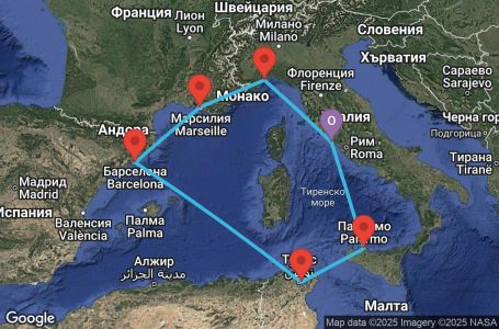 Маршрут на круиз Italy, France, Spain - CIV07A6T