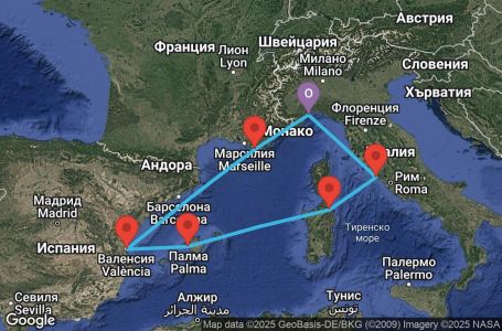 Маршрут на круиз Italy, Spain, Balearic Islands - SVN07A60