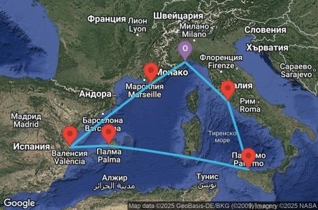 Маршрут на круиз Italy, Spain, Balearic Islands - SVN07A63
