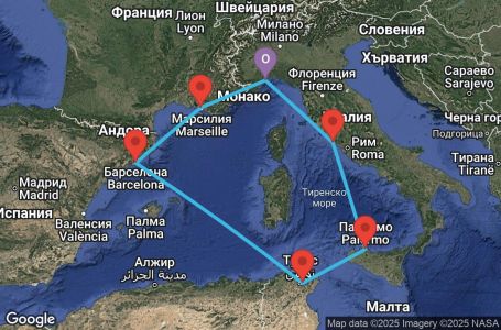 Маршрут на круиз Italy, France, Spain - SVN07A65