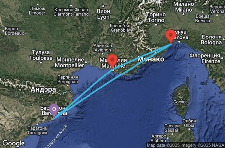 Маршрут на круиз 3 дни Испания, Франция, Италия - BCN03A3N