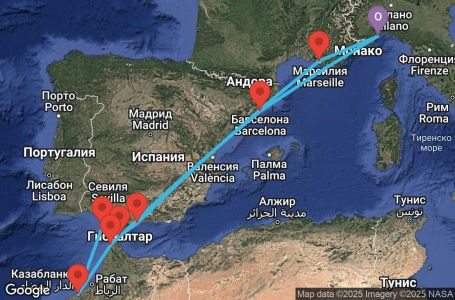 Маршрут на круиз 10 дни Италия, Франция, Испания, Гибралтар, Мароко - SVN10A1R