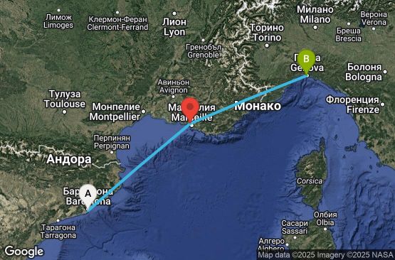 Маршрут на круиз 2 дни Испания, Франция, Италия - BCN02A3O