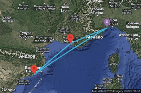 Маршрут на круиз 3 дни Италия, Испания, Франция - SVN03A2Z