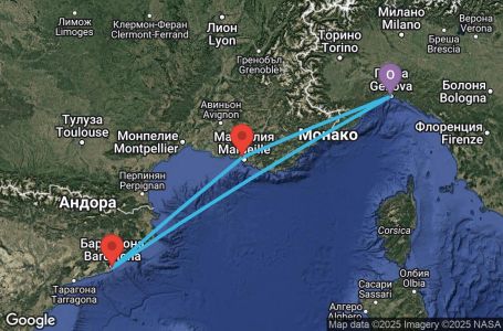 Маршрут на круиз 3 дни Италия, Франция, Испания - GOA03A0Q