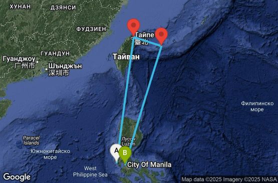 Маршрут на круиз Philippines, Taiwan - SBP05A00