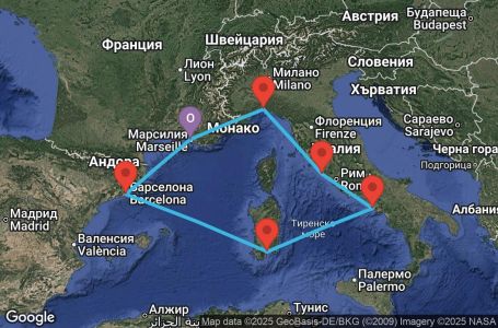 Маршрут на круиз 7 дни Франция, Испания, Италия - MRS07A75