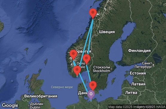 Маршрут на круиз 7 дни Германия, Норвегия, Дания - UWA4