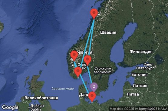 Маршрут на круиз 7 дни Дания, Германия, Норвегия - UWAR