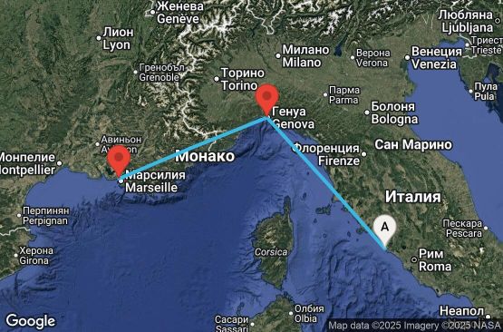 Маршрут на круиз 3 дни Италия, Франция - UWQ2