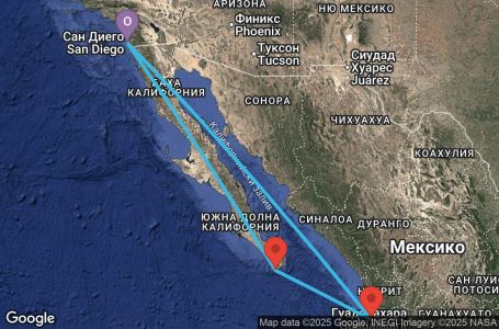 Маршрут на круиз 6 дни Мексиканска ривиера от Сан Диего - STMX06CNNSANSAN