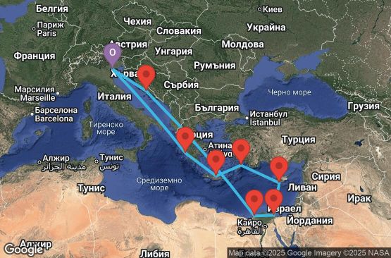 Маршрут на круиз 11 дни Италия, Гърция, Кипър, Египет, Хърватия - UXO7