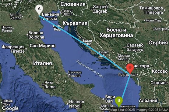 Маршрут на круиз 3 дни Италия, Черна гора - UXOH
