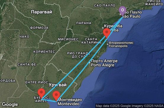 Маршрут на круиз Brazil, Argentina, Uruguay - SSZ07A1X