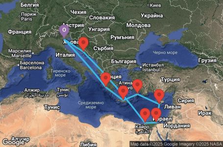 Маршрут на круиз 11 дни Италия, Гърция, Кипър, Египет, Хърватия - UXUJ