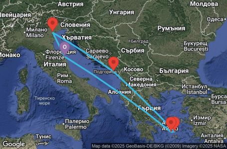 Маршрут на круиз 7 дни Италия, Черна гора, Гърция - UXUL