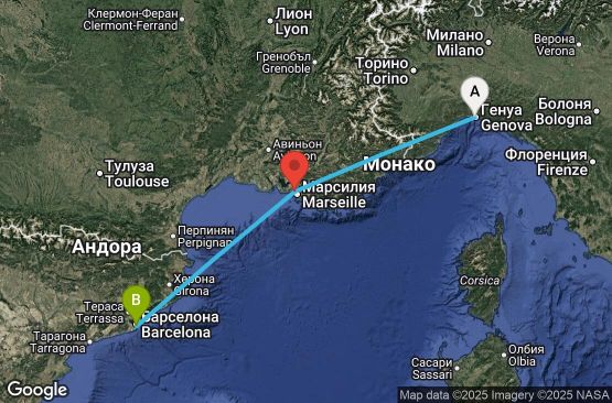Маршрут на круиз 2 дни Италия, Франция, Испания - UX85