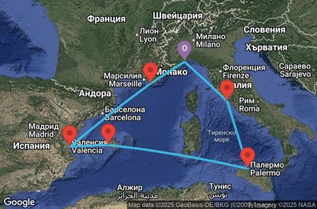 Маршрут на круиз 7 дни Италия, Франция, Испания - SVN07A6H