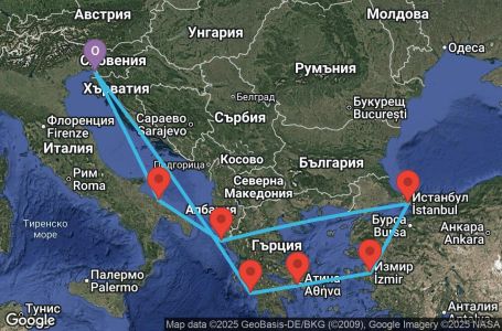 Маршрут на круиз 9 дни Италия, Гърция, Турция - UXVI