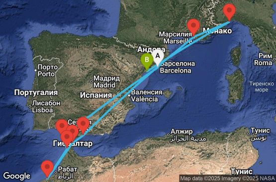 Маршрут на круиз Spain, Morocco, Gibraltar, France, Italy - BCN11A11