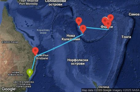 Маршрут на круиз 11 дни Круиз из Южния Пасифик - SPIR11CNNLTKSYD