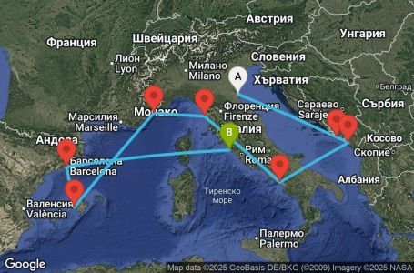 Маршрут на круиз 10 дни Западно Средиземноморие от Рим - PRME10CNNRAVCIV
