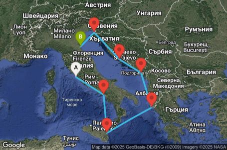 Маршрут на круиз 7 дни Класическо Средиземноморие - SUNE07CNNCIVRAV