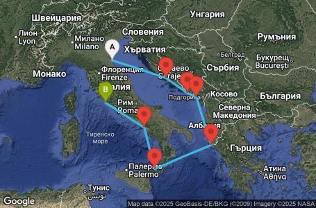 Маршрут на круиз 7 дни Класическо Средиземноморие - SUNE07CNNRAVCIV