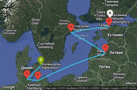 Маршрут на круиз 7 дни Балтийски държави - JEWB07CNNHELCPH