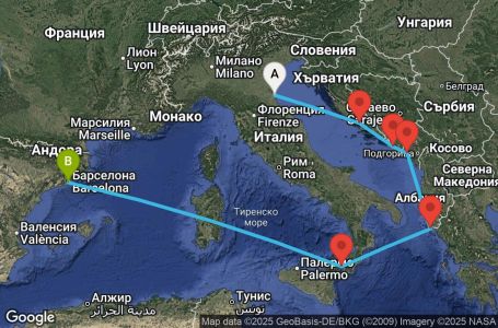 Маршрут на круиз 7 дни Класическо Средиземноморие - GMEU07CNNRAVBCN