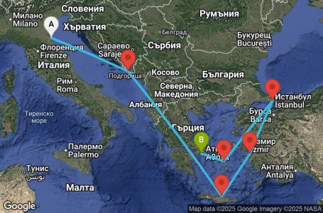 Маршрут на круиз Europe - Greek Isles - Venice (RAV/PIR) - GMEU07CNNRAVPIR