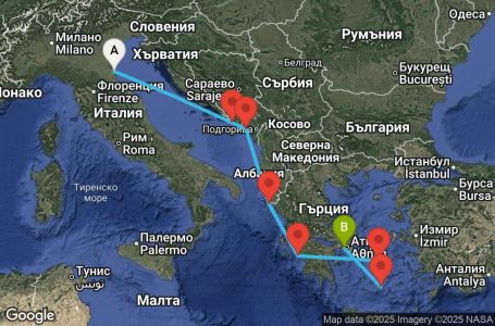 Маршрут на круиз Europe - Greek Isles - Venice (RAV/PIR) - GEEU07CNNRAVPIR