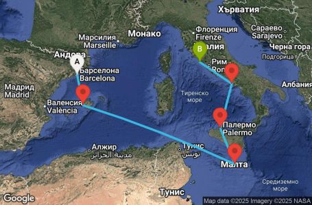 Маршрут на круиз 7 дни Западно Средиземноморие от Барселона - ECWM07CNNBCNCIV