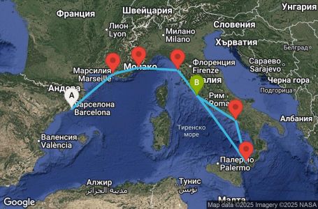 Маршрут на круиз 7 дни Западно Средиземноморие от Барселона - EEWM07CNNBCNCIV
