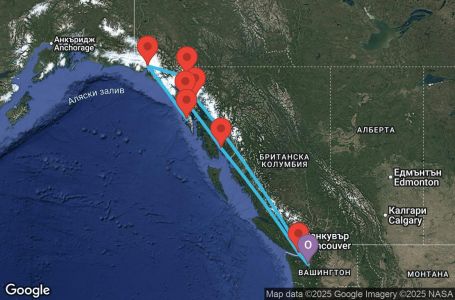 Маршрут на круиз 10 дни Аляска от Сиатъл - JALK10CNNSEASEA