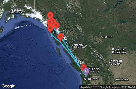 Маршрут на круиз 9 дни Аляска от Сиатъл - JOAK09CNNSEASEA