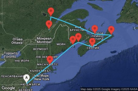 Маршрут на круиз Canada & New England - Philadelphia (PHL/QUE) - PEAR11CNNPHLQUE