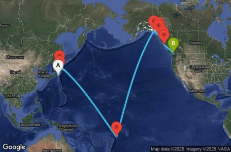 Маршрут на круиз Repositions - TransPacific (YOK/VAN) - JATP16CNNYOKVAN