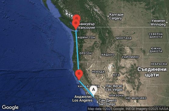Маршрут на круиз Transpacific (LAX/VAN) - ENCP06CNNLAXVAN