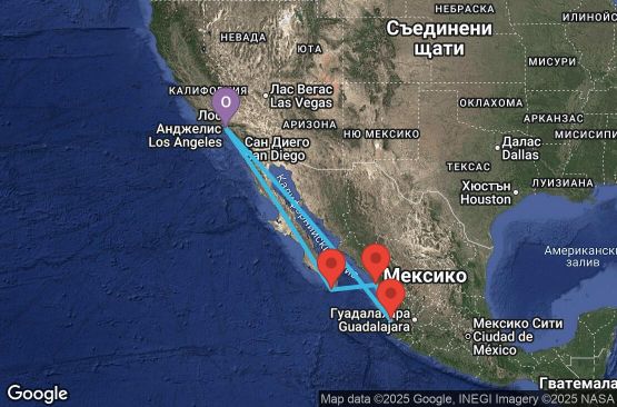 Маршрут на круиз 7 дни Мексиканска ривиера от Лос Анжелис - ENMR07CNNLAXLAX