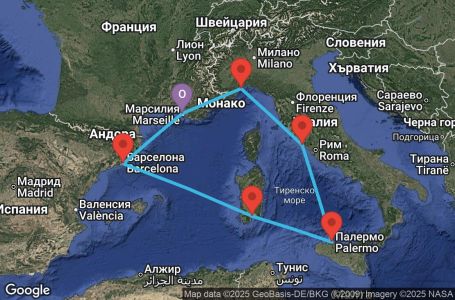 Маршрут на круиз France, Spain, Italy - MRS07A7I